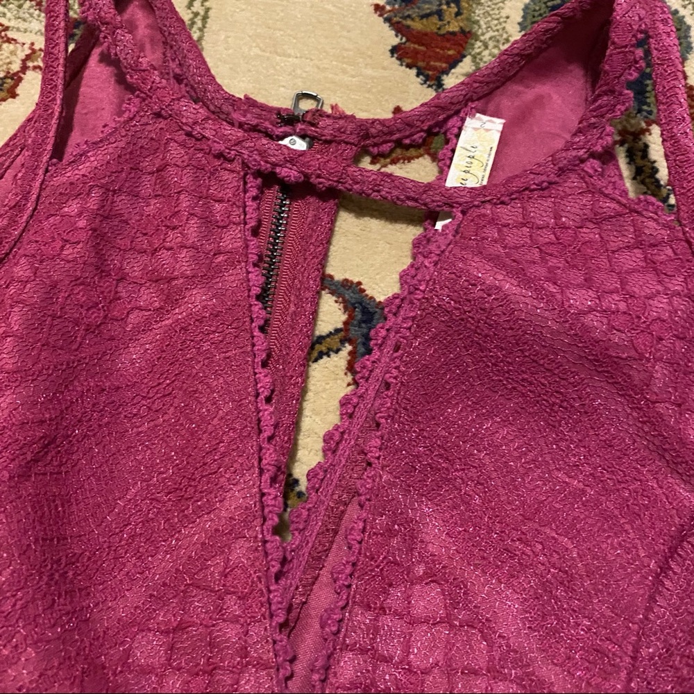 New Free People Fuschia Grape Wine Color Size 2  Cocktail Party Dress - Picture 5 of 8